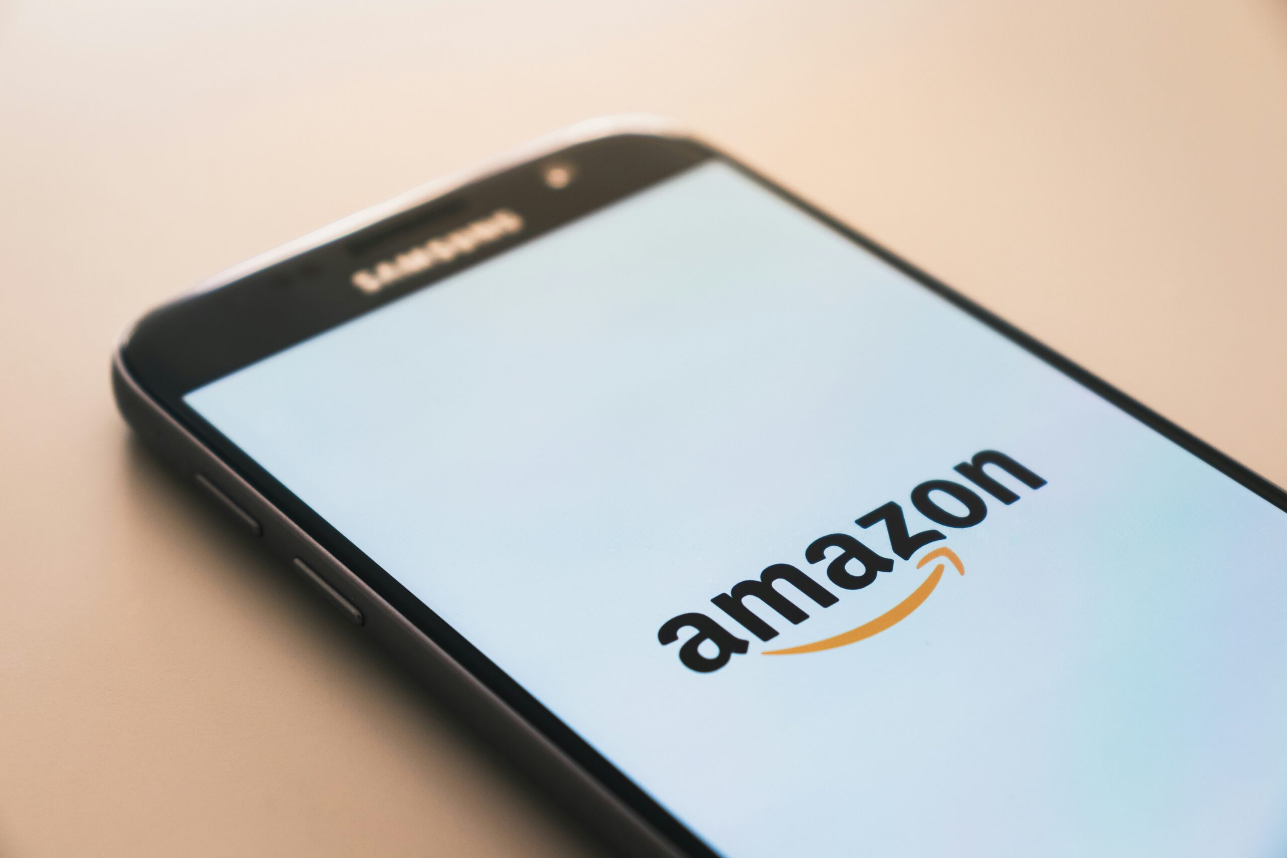 Smartphone showing the Amazon logo